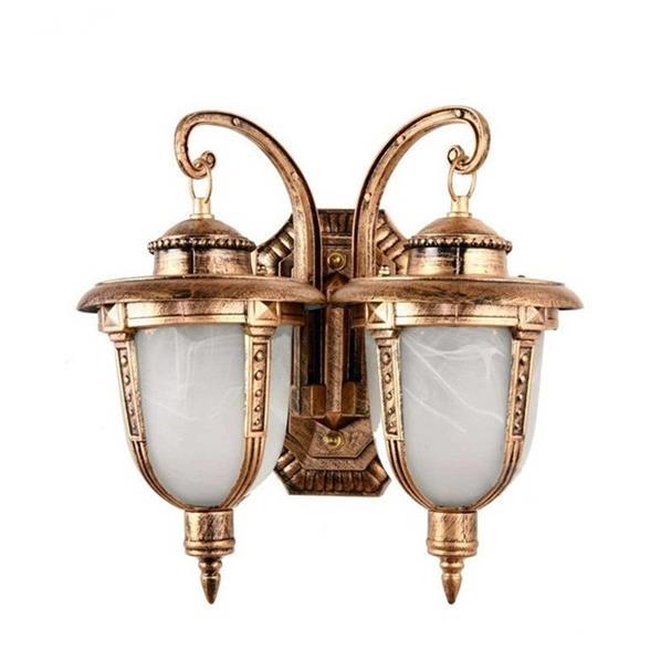 Ретробронзова двойголовна зовнішня стінна лампа, водопростісна стінна лампа, тренсова лампа, зовнішня столова лампа
